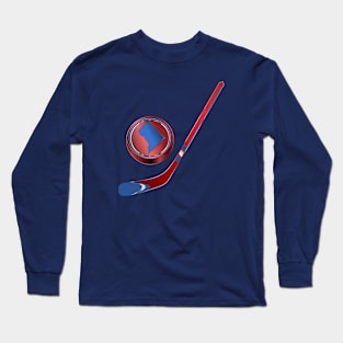 NHL - DC Red White Blue Stick Red Blue Puck Long Sleeve T-Shirt